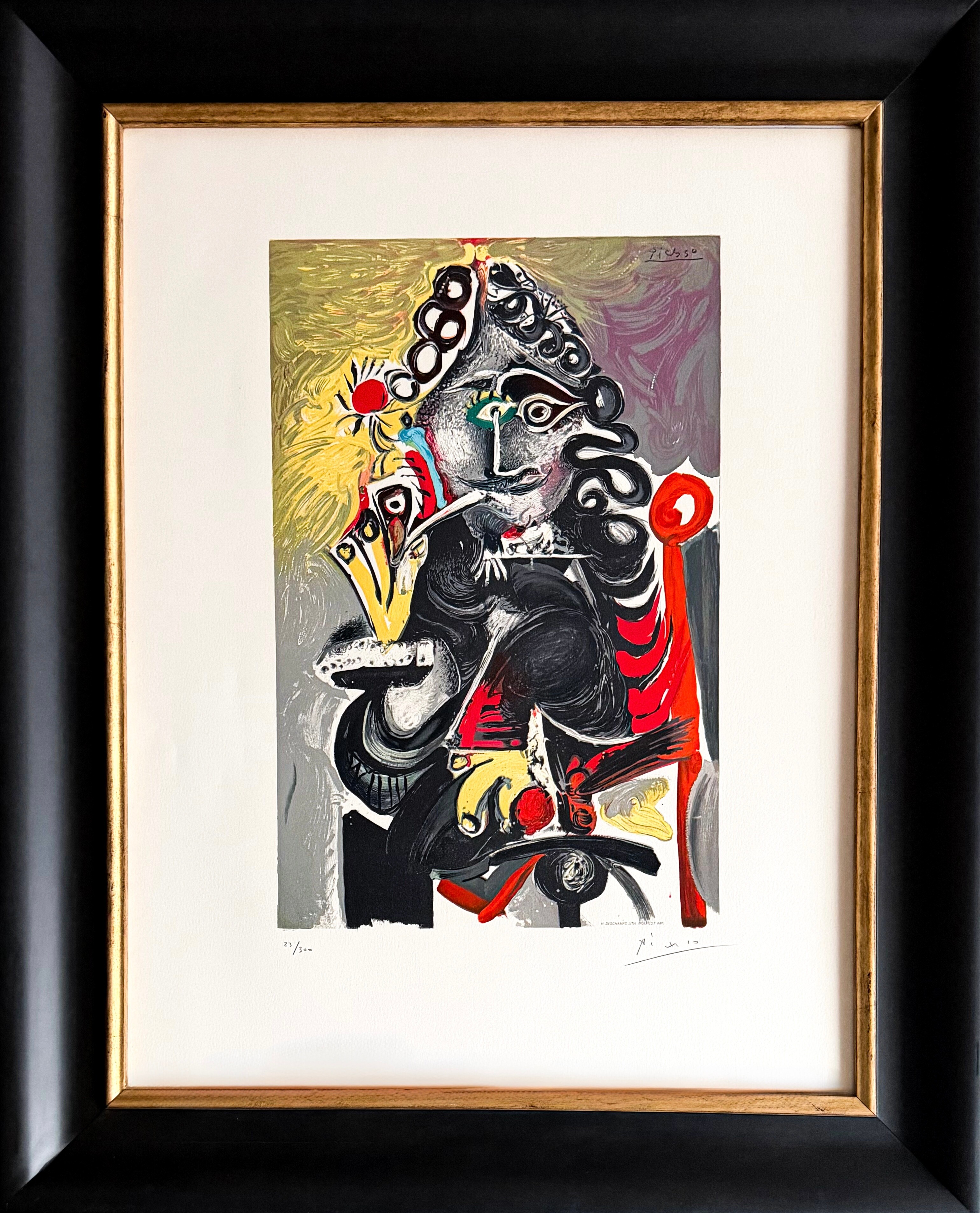 Le cavalier in its black and gold frame