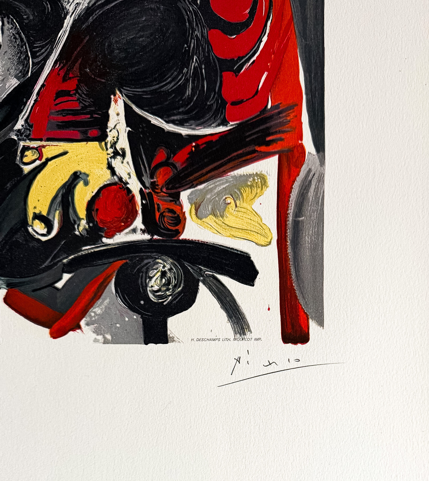 Le cavalier — pencil signature and printed lithographer and printer credits