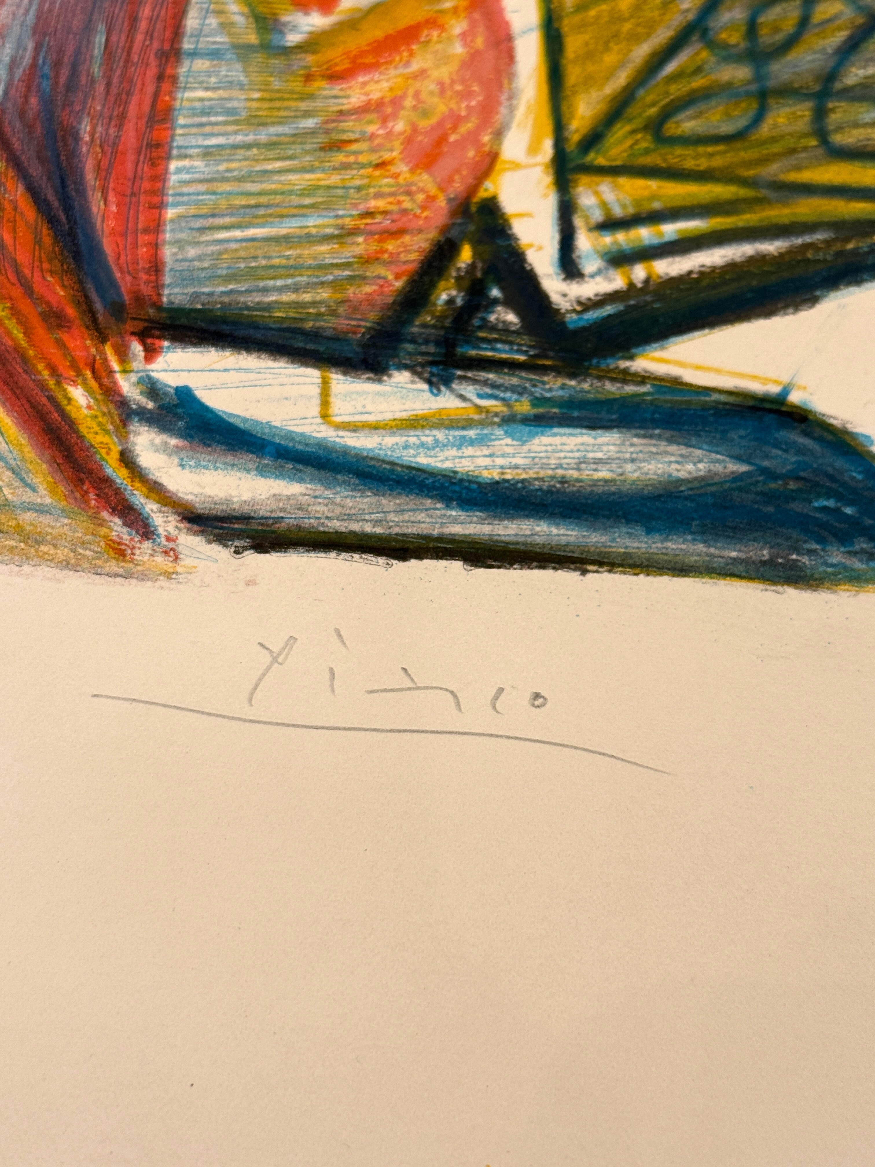 Le Clown et l’Arlequin — pencil signature in the lower right margin