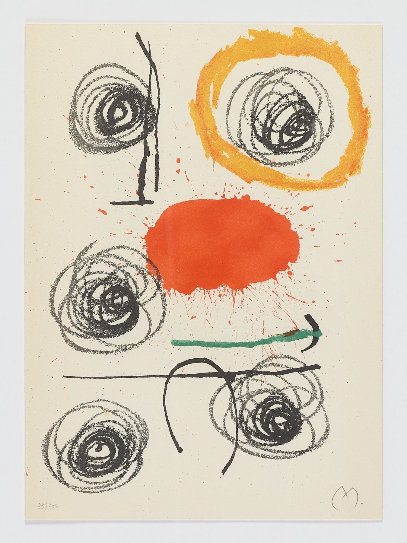 Joan Miró, Miró. Obra inèdita recent (4), black spirals with red, yellow and green forms